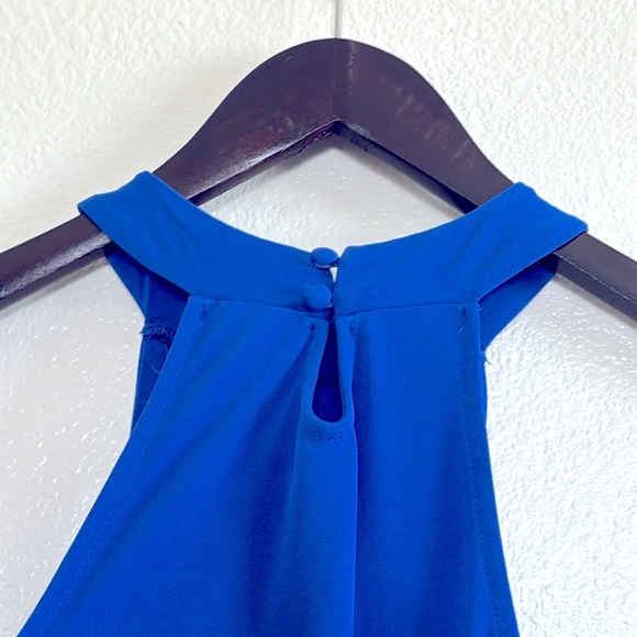 The Limited XS royal blue and silver sleeveless halter blouse top dress - Picture 3 of 7